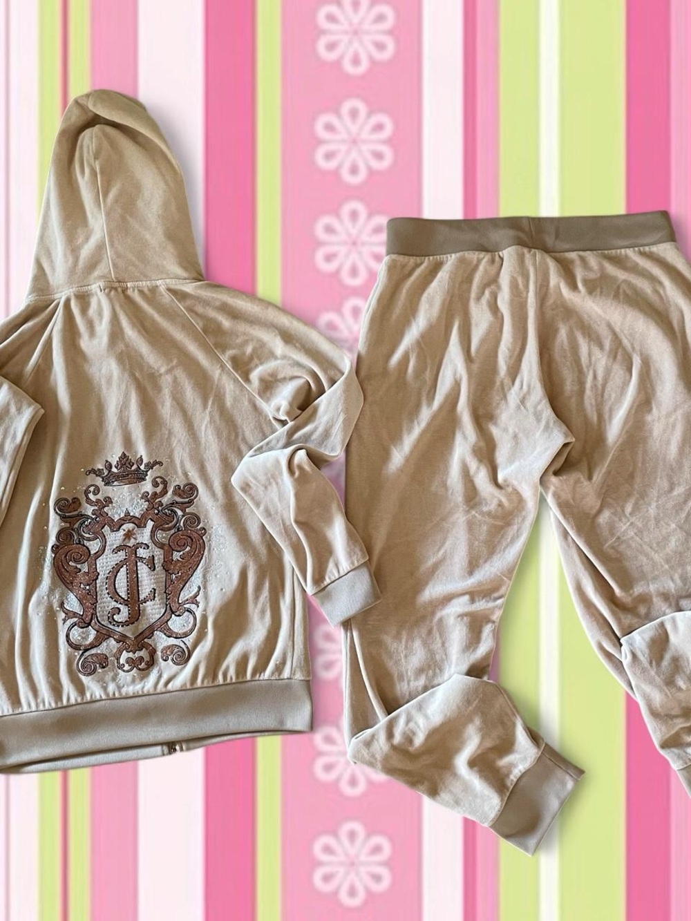 Juicy Couture Taupe Matching Sweatsuit - Hoodie + Sweatpants